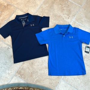UNDER ARMOUR - Boys Golf Polo. Canoe Blue (NWT!) and Navy Blue. Size 6&7